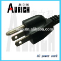 Cable de alimentación de CA de UL para cable de clavija 125V